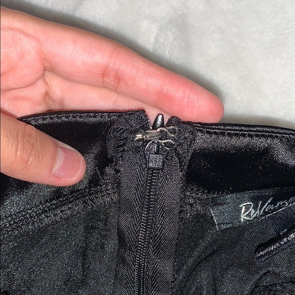 Long Black Stretchy Satin Dress/Gown with Slit - Picture 15 of 15